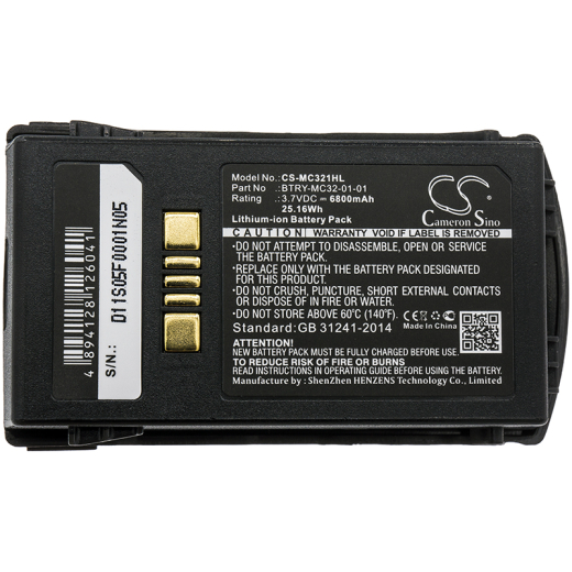 3.7V 6800mAh / 25.16Wh Li-ion Akku f.:Zebra Model: BT-000375, BTRY-MC32-01-01, BTRY-MC32-52MA-01, BTRY-MC32-52MA-10, BTRY-MC33-27MA, BTRY-MC33-52MA-01