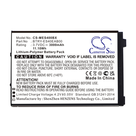 3.7V 3000mAh / 11.10Wh Li-Polymer Akku f.:Symbol Model: 82-118523-01, 82-118523-011, BTRY-ES40EAB00, ES400, ES405