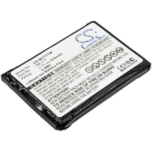 3.7V 650mAh / 2.41Wh Li-ion Akku f.:Midland Model: PB-777, 777, PMR446+
