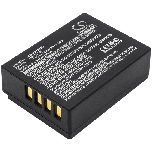 7.4V 1020mAh / 7.55Wh Li-ion Akku f.:Fujifilm Model: NP-W126, NP-W126S, FinePix HS30, FinePix HS30EXR, FinePix HS33EXR, FinePix HS35EXR, Finepix HS50