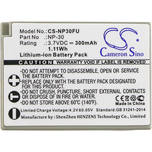3.7V 300mAh / 1.11Wh Li-ion Akku f.:Fujifilm Model: NP-30, FinePix F440, Finepix F440 Zoom, FinePix F450, Finepix F450 Zoom