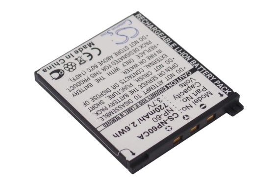 3.7V 720mAh / 2.66Wh Li-ion Akku f.:Casio Model: NP-60, Exilim EX-FS10, Exilim EX-FS10BE, Exilim EX-FS10GY, Exilim EX-FS10RD, Exilim EX-S10, Exilim E