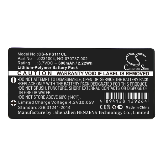 3.7V 600mAh / 2.22Wh Li-Polymer Akku f.:NEC Model: 0231004, 0231005, NG-070737-002, Dterm, PS111, PS3D, PSIII