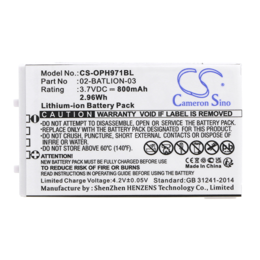 3.7V 800mAh / 2.96Wh Li-ion Akku f.:Opticon Model: 02-BATLION-03, 11267, ORBLIOP0012, OPL-7724, OPL-7734, OPL-9700, OPL-9712, OPL-9713, OPL-9723, OPL