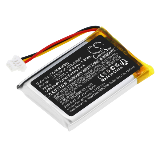 3.7V 500mAh / 1.85Wh Li-Polymer Akku f.:Opticon Model: ET622538P, SP622540, OPN-4000i, OPN-4000n