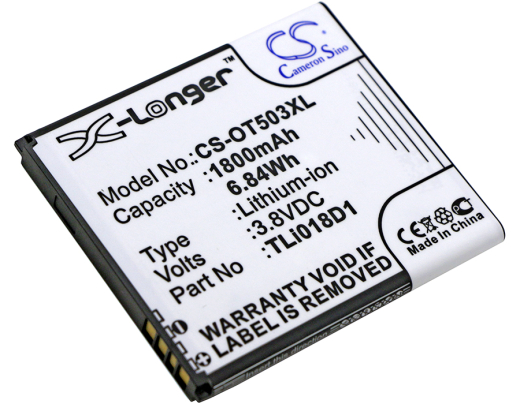 3.8V 1800mAh / 6.84Wh Li-ion Akku für: Alcatel Model: TLi018D1, TLi018D2, One Touch Pop D5, OT-5038, OT-5038A, OT-5038E, OT-5038D, OT-5038X, One Touch