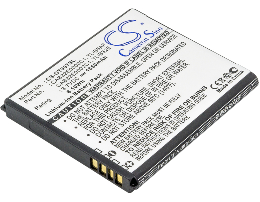3.7V 1650mAh / 6.11Wh Li-ion Akku für: Alcatel Model: CAB32E0000C1, CAB32E0000C2, CAB32E0002C1, TLiB32E, TLiB5AF, OT-5035, OT-5035D, One Touch 5035, O
