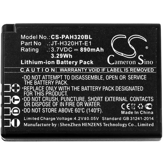 3.7V 890mAh / 3.29Wh Li-ion Akku f.:Panasonic Model: JT-H320BT-10, JT-H320HT-E1, JT-H320HT-E2, H4320HT, Handheld H320, JT-H320HT, JT-H320HT-E1, JT-H3