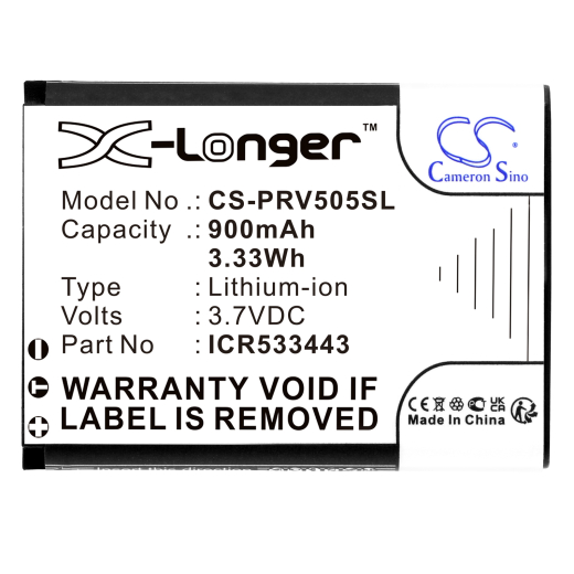 3.7V 900mAh / 3.33Wh 900mAh / 3.33Wh Akku f.:Prestigio Model: ICR533443, PCDVRR505, RoadRunner 505 900mAh / 3.33Wh