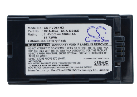 7.4V 7800mAh / 57.72Wh Li-ion Akku f.:Panasonic Model: CGA-D54, CGA-D54S, CGA-D54SE, CGA-D54SE/1B, CGA-D54SE/1H, CGP-D54S, CGR-D54S, VW-VBD55, AG-AC9