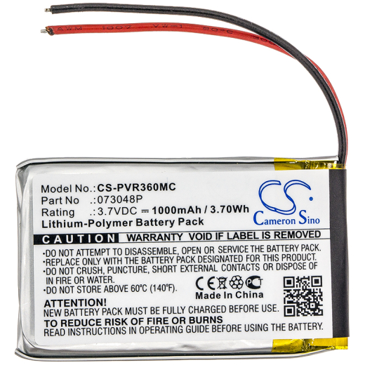 3.7V 1000mAh / 3.70Wh Li-Polymer Akku f.:Polaroid Model: 073048P, 360 Dual Lens VR Camera, R360, R360-BLK01