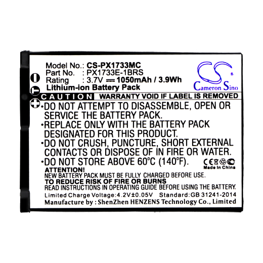 3.7V 1050mAh x 3.9Wh Li-ion Akku f.:Toshiba Model: 084-07042L-073, PX1733, PX1733E-1BRS, PX1733U, Camileo S30, Camileo S30 HD, PA3893U-1CAM