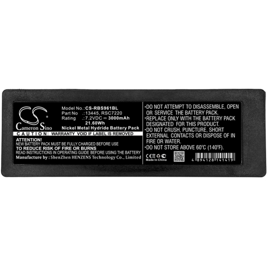 7.2V 3000mAh / 21.60Wh 3000mAh / 21.60Wh Akku f.:Scanreco Model: 1026, 13445, 16131, 17162, 592, 708031757, EEA4404, IM6024, RSC7220, 16131, 590, 592