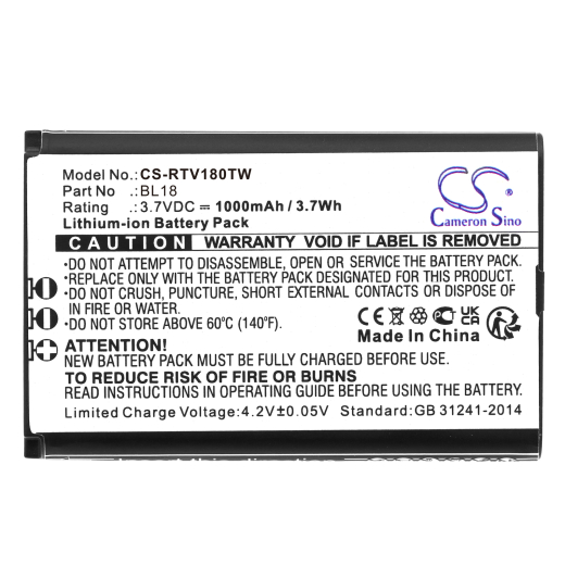 3.7V 1000mAh / 3.70Wh Li-ion Akku f.:Retevis Model: BL18, RT18, RT618