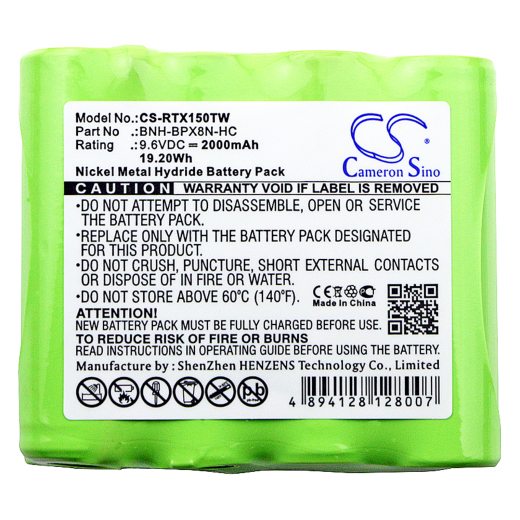 9.6V 2000mAh / 19.20Wh Ni-MH Akku f.:Ritron Model: BNH-BPX8N-HC, Patriot RTX150, Patriot RTX450, RTX150, RTX450