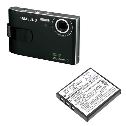 3.7V 820mAh Li-ion Akku f.:Samsung Model: SB-L0837, SLB-0837, Digimax i5, Digimax i50, Digimax i6 PMP, Digimax i70, Digimax i70S, Digimax L50, Digima