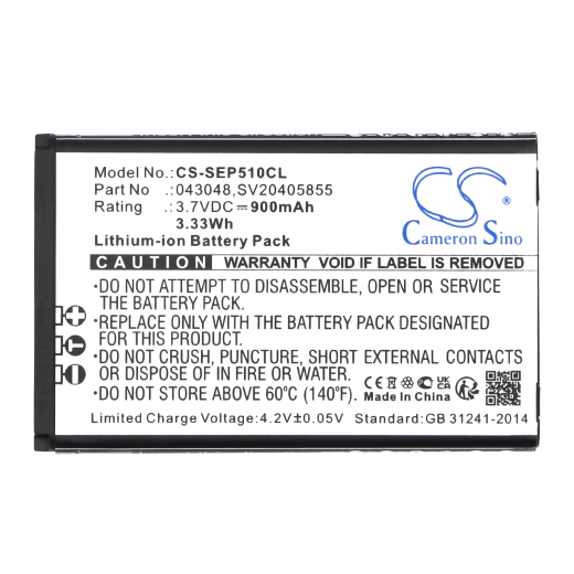 3.7V 900mAh / 3.33Wh Li-ion Akku f.:Swissvoice Model: 043048, C0487, SV20405855, ePure, ePure 6.0, ePure DECT 6.0, ePure Dou, ePure fulleco DUO, ePur