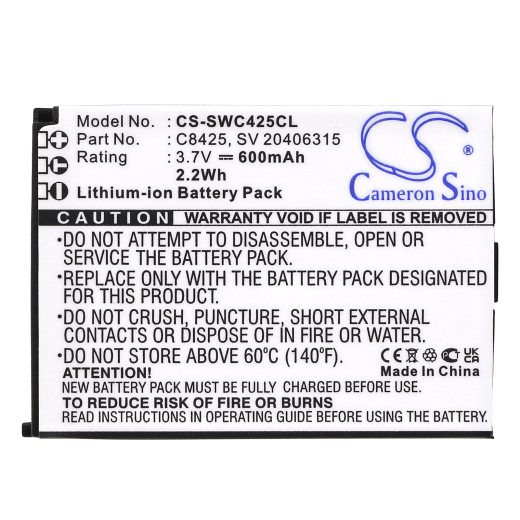 3.7V 600mAh / 2.22Wh Li-ion Akku f.:Swissvoice Model: C8425, SV 20406315, eSense, eSense Coloe E, SV 20406288