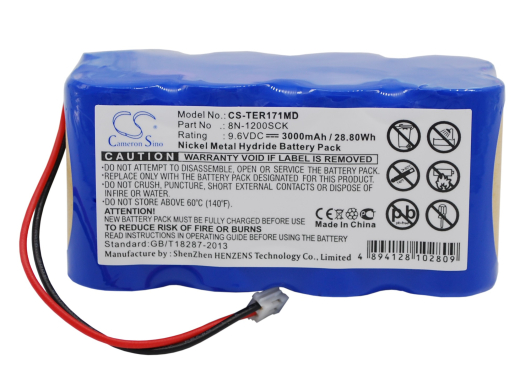 9.6V 3000mAh / 28.80Wh Nickel-Metallhydrid Akku für: Terumo Model: 8N-1200SCK, TE-171, TE-172, infusion pump TE-171, infusion pump TE-172