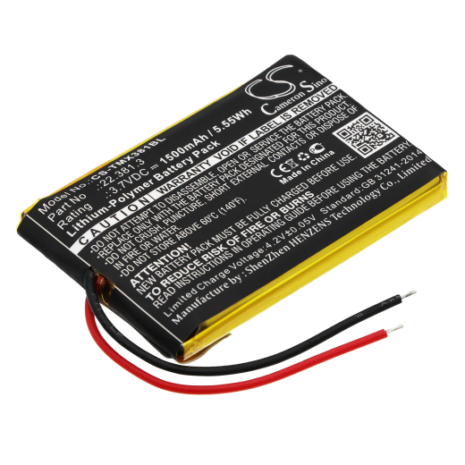 3.7V 1500mAh / 5.55Wh 1500mAh / 5.55Wh Akku f.:Teleradio Model: 22.381.3, TG-TX-MNL 1500mAh / 5.55Wh