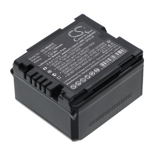 7.4V 750mAh Li-ion Akku f.:Panasonic Model: VW-VBG070, VW-VBG070A, VW-VBG070-K, GS98GK, H288GK, H48, H68GK, HDC-HS100, HDC-HS9, HDC-SD1, HDC-SD100, H