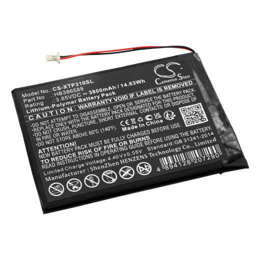 3.85V 3800mAh / 14.63Wh 3800mAh / 14.63Wh Akku f.:XTOOL Model: HB386589, AutoProPAD LITE, AutoProPAD LITE Version Auto K, X100PAD AUTO Key Programmer