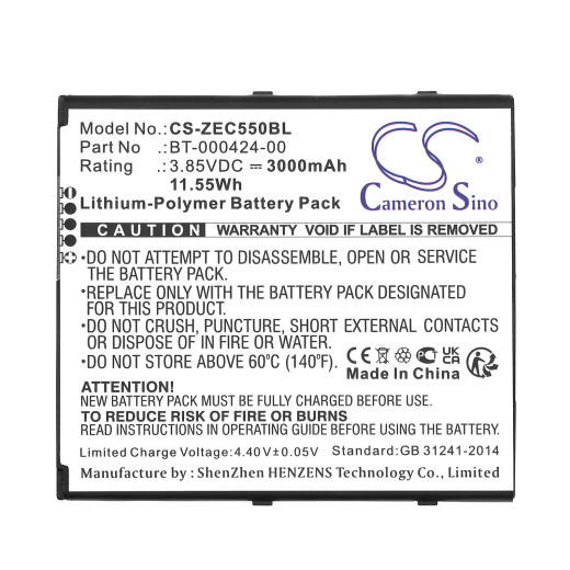 3.85V 3000mAh / 11.55Wh Li-Polymer Akku f.:Zebra Model: BT-000424-00, EC50, EC55, EC55AK-11B132-NA, EC55AK-11B132-NA EC55, EC55AK-21B242-NA, EC55AK-2