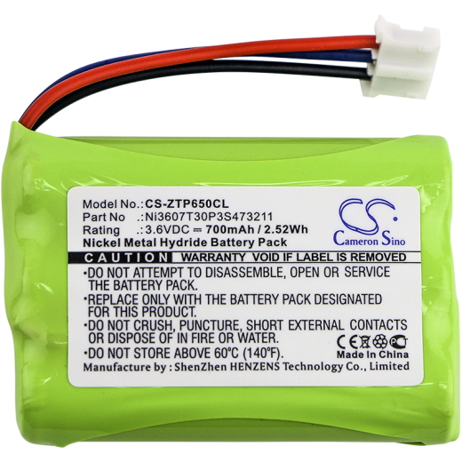 3.6V 700mAh / 2.52Wh Ni-MH Akku f.:ZTE Model: Ni3607T30P3S473211, WP650, WP850