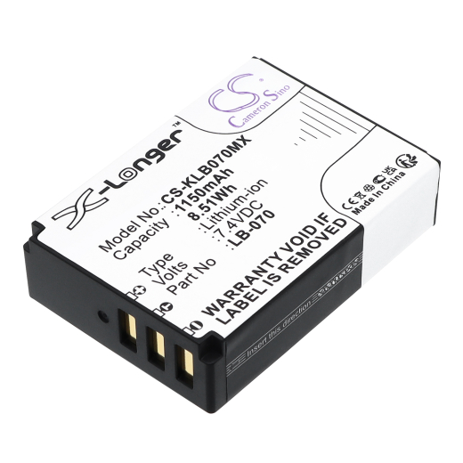 7.4V 1150mAh / 8.51Wh Li-ion Akku f.:Kodak Model: LB-070, Pixpro AZ651, Pixpro AZ651 Astro Zoom, Pixpro AZ652, PIXPRO AZ901, PIXPRO S1, PIXPRO S-1