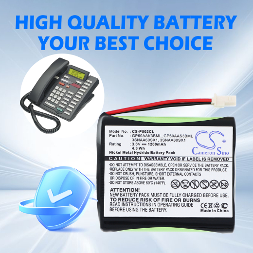 3.6V 1200mAh / 4.32Wh Ni-MH Akku f.:RCA Model:, 22925GE2, 26920, 26920GE1, 26920N, 26921GE1, 26921GE2, 26925GE2, 26936GE1, 26960GE1, 26963, 26975, 27