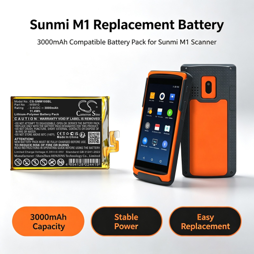 3.8V 3000mAh / 11.4Wh Li-Polymer Akku f.:Sunmi Model: W5910, M1
