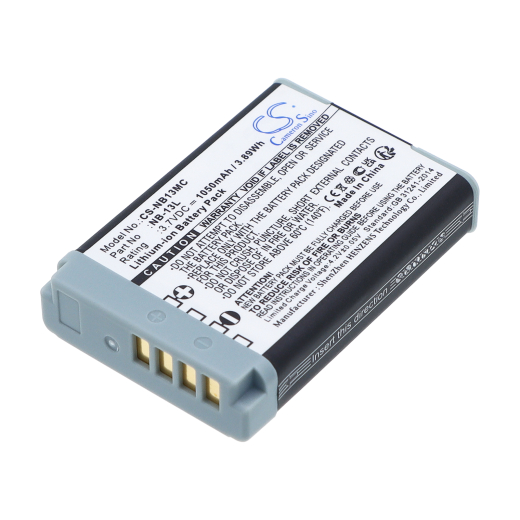 3.7V 1050mAh / 3.89Wh Li-ion Akku f.:Canon Model: NB-13L, Powershot G5X, PowerShot G5X M2, Powershot G7X, PowerShot G7X II, PowerShot G7X M2, PowerSh