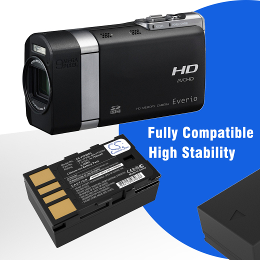 7.4V 750mAh Li-ion Akku f.:JVC Model: BN-VF908, BN-VF908U, BN-VF908US, GZ-X900, GZ-X900EK, GZ-X900U