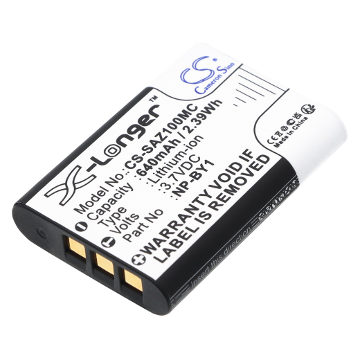 3.7V 640mAh / 2.39Wh Li-ion Akku f.:Sony Model: NP-BY1, Action Cam Mini AZ1, Cyber-shot DSC-HX50, Cyber-shot DSC-HX50V, Cyber-Shot DSC-RX1R II, Cyber