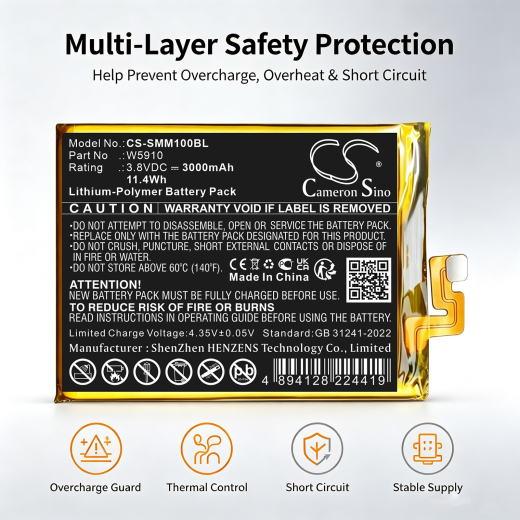 3.8V 3000mAh / 11.4Wh Li-Polymer Akku f.:Sunmi Model: W5910, M1