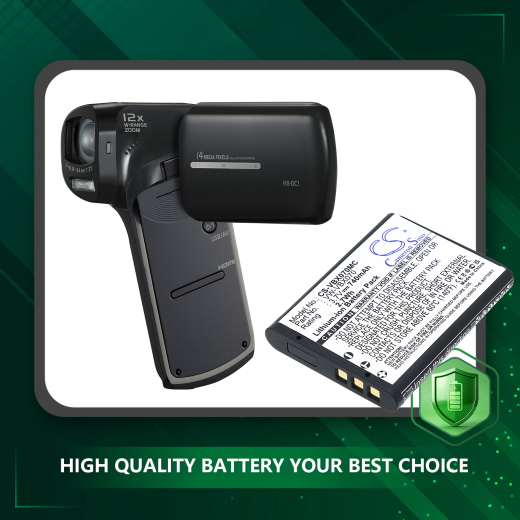 3.7V 740mAh/2.7Wh Li-ion Akku f.:Panasonic Model: VW-VBX070, VW-VBX070GK, VW-VBX070-W, HM-TA2, HX-DC1, HX-DC10, HX-DC10EB-K, HX-DC10EF-K, HX-DC10GK,