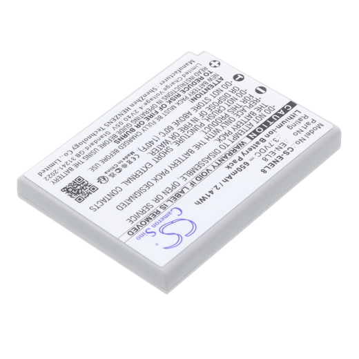 3.7V 650mAh Li-ion Akku f.:NIKON Model: EN-EL8, Coolpix P1, Coolpix P2, Coolpix S1, Coolpix S2, Coolpix S3, Coolpix S5, Coolpix S50, Coolpix S50c, Co