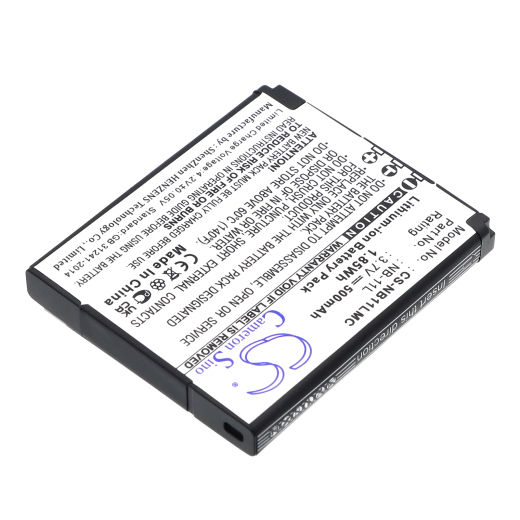 3.7V 500mAh Li-ion Akku f.:Canon Model: NB-11L, NB-11LH, ELPH 110 HS, ELPH 340 HS, IXUS 133, IXUS 125, IXUS 125 HS, IXUS 125HS, IXUS 127, IXUS 130,