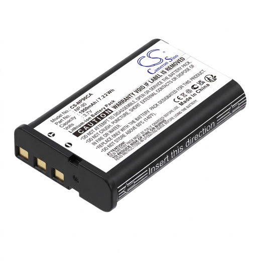 3.7V 1950mAh / 7.22Wh Li-ion Akku f.:Casio Model: NP-90, NP-90DBA, Exilim EX-FH100, Exilim EX-FH100BK, Exilim EX-H10, Exilim EX-H10BK, Exilim EX-H15,