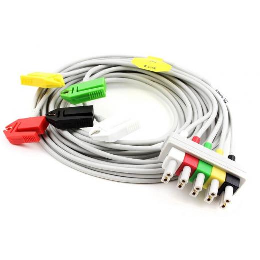 EKG Patientenkabel 5-adrig mit IEC Clip für Philips (wie M1633A)