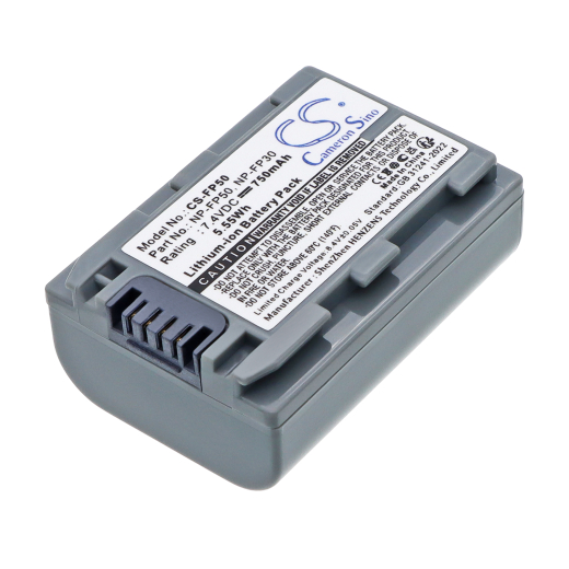 7.4V 750mAh Li-ion Akku f.:Sony Model: NP-FP30, NP-FP50, NP-FP51, DCR-30, DCR-DVD103, DCR-DVD105, DCR-DVD105E, DCR-DVD202E, DCR-DVD203, DCR-DVD203E,