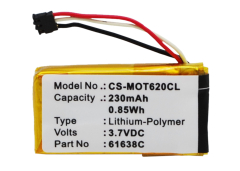 3.7V 230mAh / 0.85Wh Li-Polymer Akku f.:Motorola Model: 61638C, SNN5904A,  DECT 6.0, IT6, IT6-2, Motoactv